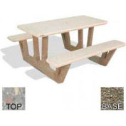 38" Rectangular Picnic Table, Polished Gray Limestone Top, Gray Limestone Leg