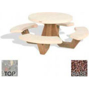 42" Round Picnic Table, Polished Gray Limestone Top, Red Quartzite Leg