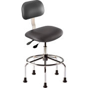 BioFit Antimicrobial Stool w/Glides, 25"-32" Seat Ht, Black Vinyl - Chrome Steel - Bridgeport Series