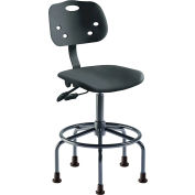 BioFit Antimicrobial Stool w/Glides, 24"-31" Seat Ht, Black Plastic - Black Steel - ArmorSeat Series
