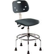 BioFit Antimicrobial Stool w/Glides, 24"-31" Seat Ht, Black Plastic- Chrome Steel - ArmorSeat Series