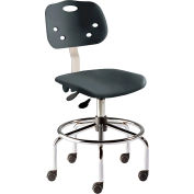 BioFit Antimicrobial Stool, 24"-31" Seat Height, Black Plastic - Chrome Steel - ArmorSeat Series