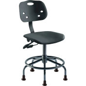 BioFit Antimicrobial Stool w/Glides, 20"-27" Seat Ht, Black Plastic - Black Steel - ArmorSeat Series