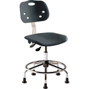 BioFit Antimicrobial Stool w/Glides, 20"-27" Seat Ht, Black Plastic- Chrome Steel - ArmorSeat Series