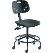 BioFit Antimicrobial Stool, 20"-27" Seat Height, Black Plastic - Black Steel Base - ArmorSeat Series