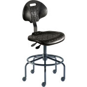 BioFit Task Stool, 24"-31" Seat Height, Black Urethane - Black Steel Base - UniqueU Series