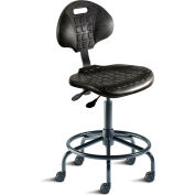 BioFit Task Stool, 20"-27" Seat Height, Black Urethane - Black Steel Base - UniqueU Series