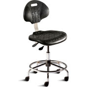 BioFit Task Stool, 20"-27" Seat Height, Black Urethane - Chrome Steel Base - UniqueU Series