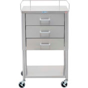 Blickman 7857SS Saturn Anesthesia Utility Table with 3 Drawers, 20"L x 16"W x 34"H