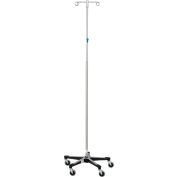 Blickman 7794SS Stainless Steel IV Stand with 5-Leg Base, 2-Hook, 67&quot;-98&quot; Height