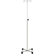 Blickman 1310 Chrome IV Stand with 4-Leg Base, 2-Hook, 51-1/2&quot; - 93&quot; Height