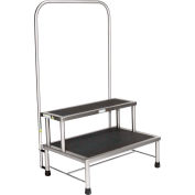 Blickman 7763MR-HR Donnelly Two-Step Foot Stool with Handrail, Stainless Steel, MR Conditional