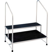 Blickman 7764MR-HR Two-Step Foot Stool with Two Handrails, Stainless Steel, MR Conditional
