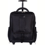 Bugatti BKPW2620 Ballistic Nylon Backpack, 15.6" Computer Case w/ Wheels, Black