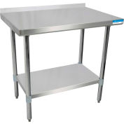 BK Resources Workbench W/Undershelf, 18 Ga. 430 Series Stainless, 1-1/2" Backsplash, 36"Wx24"D