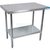 BK Resources VTT-7230 18 Gauge Flat Top Workbench 430 Stainless Steel - Galv Frame/Shelf 72"W x 30"D