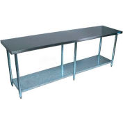 BK Resources VTT-9624 18 Gauge Flat Top Workbench 430 Stainless Steel - Galv Frame/Shelf 96"W x 24"D