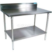 BK Resources VTTR5-4830 18 Ga. Workbench Stainless Steel - 5" Backsplash & Galv. Undershelf 48 x 30