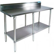 BK Resources VTTR5-8430 18 Ga. Workbench Stainless Steel - 5" Backsplash & Galv. Undershelf 84 x 30