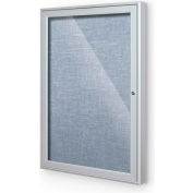 Balt® Outdoor Enclosed Bulletin Board Cabinet,1-Door 24"W x 36"H, Silver Trim, Pacific Blue