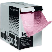 Perforated Antistatic Bubble Roll w/ Dispenser, 65'L x 24"W x 1/2" Thick, Pink