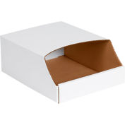 Global Industrial Single Wall Stackable Corrugated Bin Box, 9"W x 12"D x 4-1/2"H, Oyster White - Pkg Qty 50