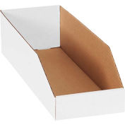 Global Industrial 6" x 18" x 4-1/2" Open Top White Corrugated Bin Box - Pkg Qty 50