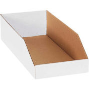 Global Industrial 8" x 18" x 4-1/2" Open Top White Corrugated Bin Box - Pkg Qty 50