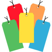 Global Industrial Shipping Tag Pre Strung, #5, 4-3/4"L x 2-3/8"W, Assorted Colors, 1000/Pk