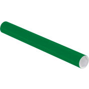 Colored Mailing Tubes With Caps, 2" Dia. x 18"L, 0.06" Thick, Green, 50/Pack