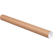 Mailing Tubes With Caps, 2-1/2" Dia. x 12"L, 0.06" Thick, Kraft, 34/Pack