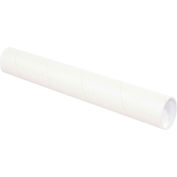 Mailing Tubes With Caps, 3" Dia. x 12"L, 0.06" Thick, White, 24/Pack
