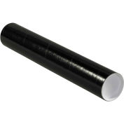 Colored Mailing Tubes With Caps, 3" Dia. x 18"L, 0.07" Thick, Black, 24/Pack