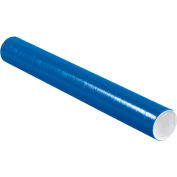 Colored Mailing Tubes With Caps, 3&quot; Dia. x 24&quot;L, 0.07&quot; Thick, Blue, 24/Pack