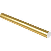 Colored Mailing Tubes with Caps 3" x 36", 0.07" Thick, Gold - 24 Pack