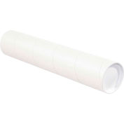 Mailing Tubes With Caps, 4" Dia. x 12"L, 0.08" Thick, White, 15/Pack