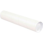 Mailing Tubes With Caps, 4&quot; Dia. x 18&quot;L, 0.08&quot; Thick, White, 15/Pack
