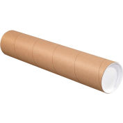 Mailing Tubes With Caps, 4" Dia. x 24"L, 0.08" Thick, Kraft, 15/Pack