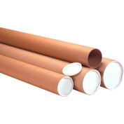 Heavy Duty Mailing Tubes With Caps, 4&quot; Dia. x 30&quot;L, 0.125&quot; Thick, Kraft, 12/Pack