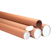 Heavy-Duty Mailing Tubes with Caps 4" x 42", 0.125" Thick, Kraft - 12 Pack