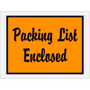 Full Face Envelopes, "Packing List Enclosed" Print, 6"L x 4-1/2"W, Orange, 1000/Pack