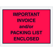 Full Face Envelopes - "Important Invoice and/or Packing List Enclosed" 4-1/2 x 6" Red - 1000/Case