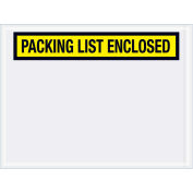 Panel Face Envelopes, "Packing List Enclosed" Print, 6"L x 4-1/2"W, Yellow, 1000/Pack