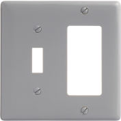 Bryant NP126GY Toggle Styleline Combo Plate, 2-Gang, Standard, Gray Nylon