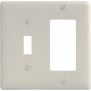 Bryant NP126LA Toggle Styleline Combo Plate, 2-Gang, Standard, Light Almond Nylon