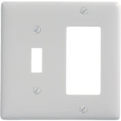 Bryant NP126W Toggle Styleline Combo Plate, 2-Gang, Standard, White Nylon