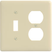 Bryant NP18AL Toggle Duplex Combo Plate, 2-Gang, Standard, Almond Nylon