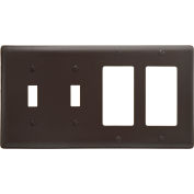 Bryant NP2262 Toggle Styleline Combo Plate, 4-Gang, Standard, Brown Nylon, 2 Toggle