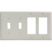 Bryant NP2262LA Toggle Styleline Combo Plate, 4-Gang, Std, Light Almond Nylon, 2 Toggle