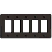 Bryant NP265BK Styleline Rectangular Plate, 5-Gang, Standard, Black Nylon